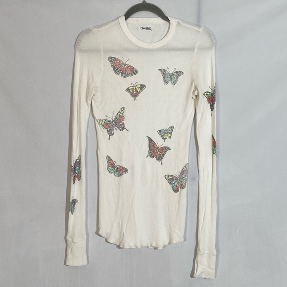 Lauren Moshi Thermal Mckinley Butterfly Top Long Sleeve Tee EUC Size S - Picture 3 of 10